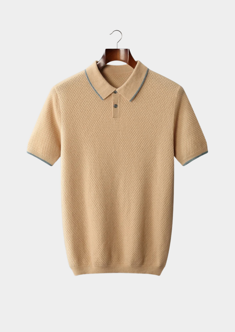 Premium Cashmere Mustard Two-Tone Polo
