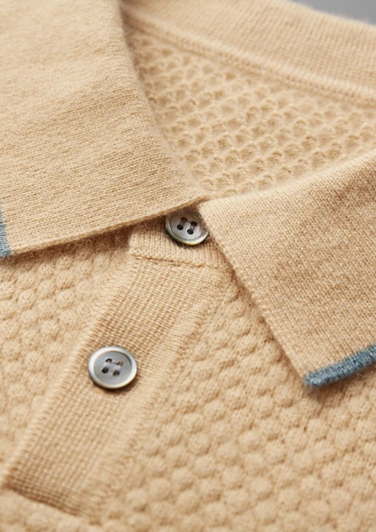 Premium Cashmere Mustard Two-Tone Polo