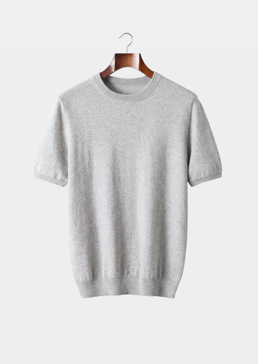 Premium Cashmere Classic Crewneck T-Shirt - Light Gray
