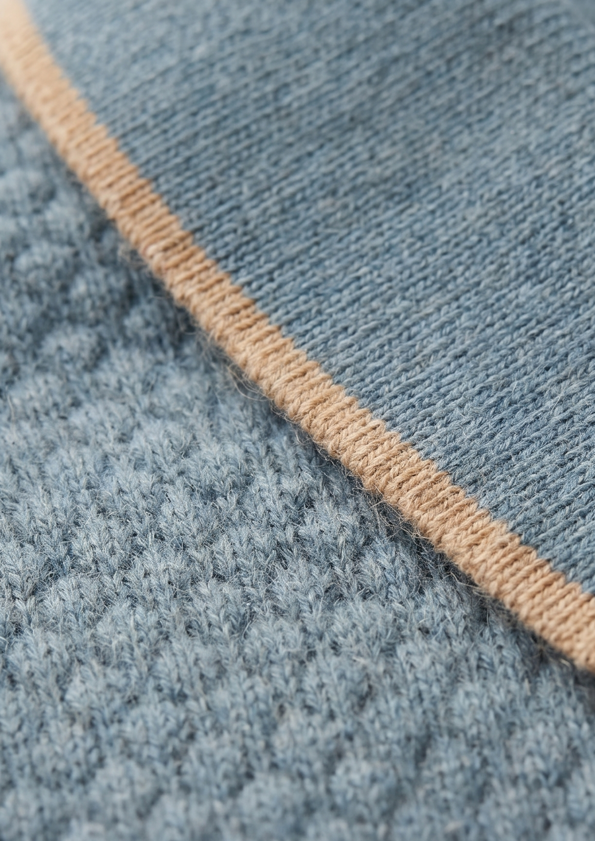Premium Cashmere Sea Blue Two-Tone Polo