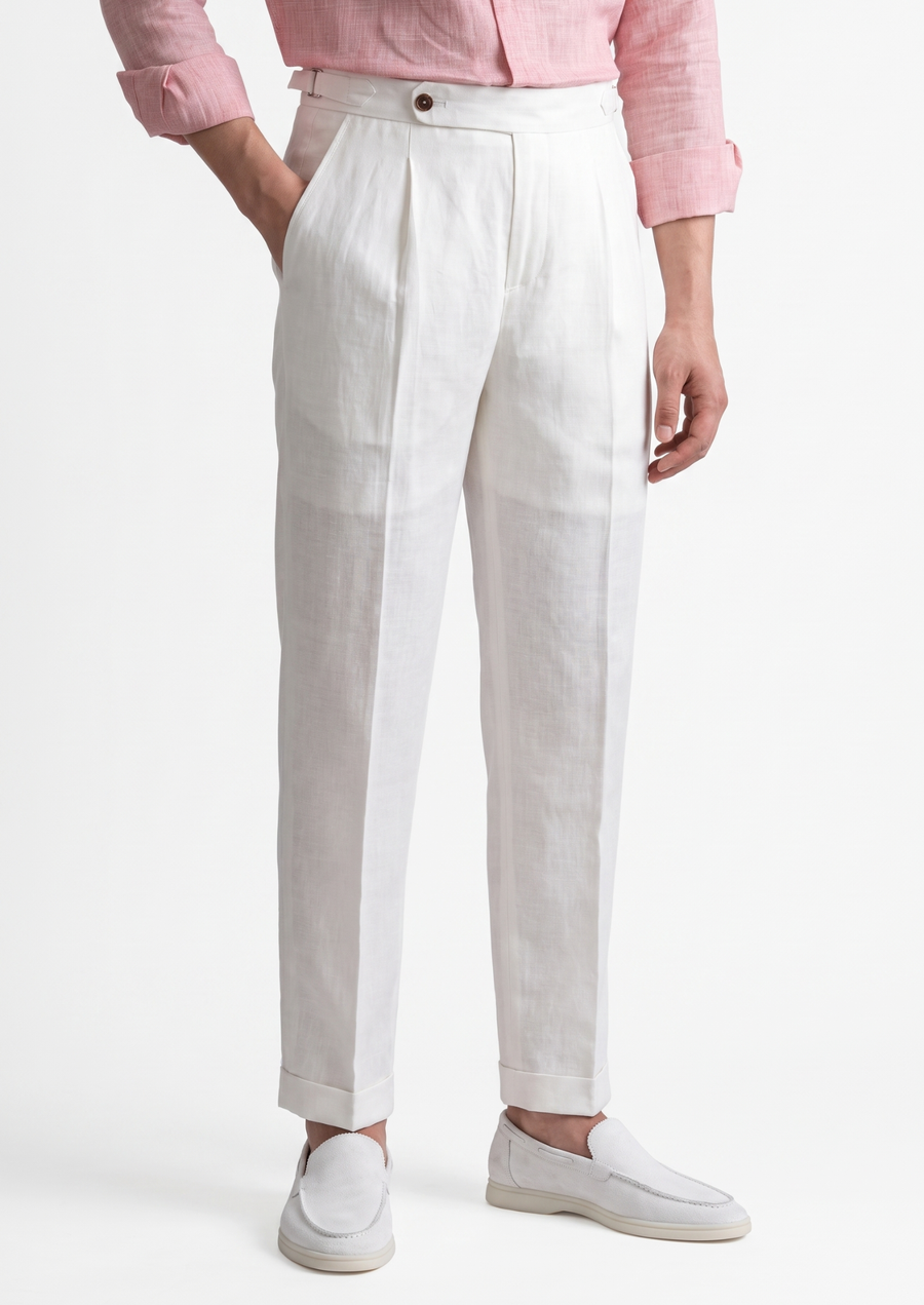 Tuscany Pleated Coastal Trousers - White