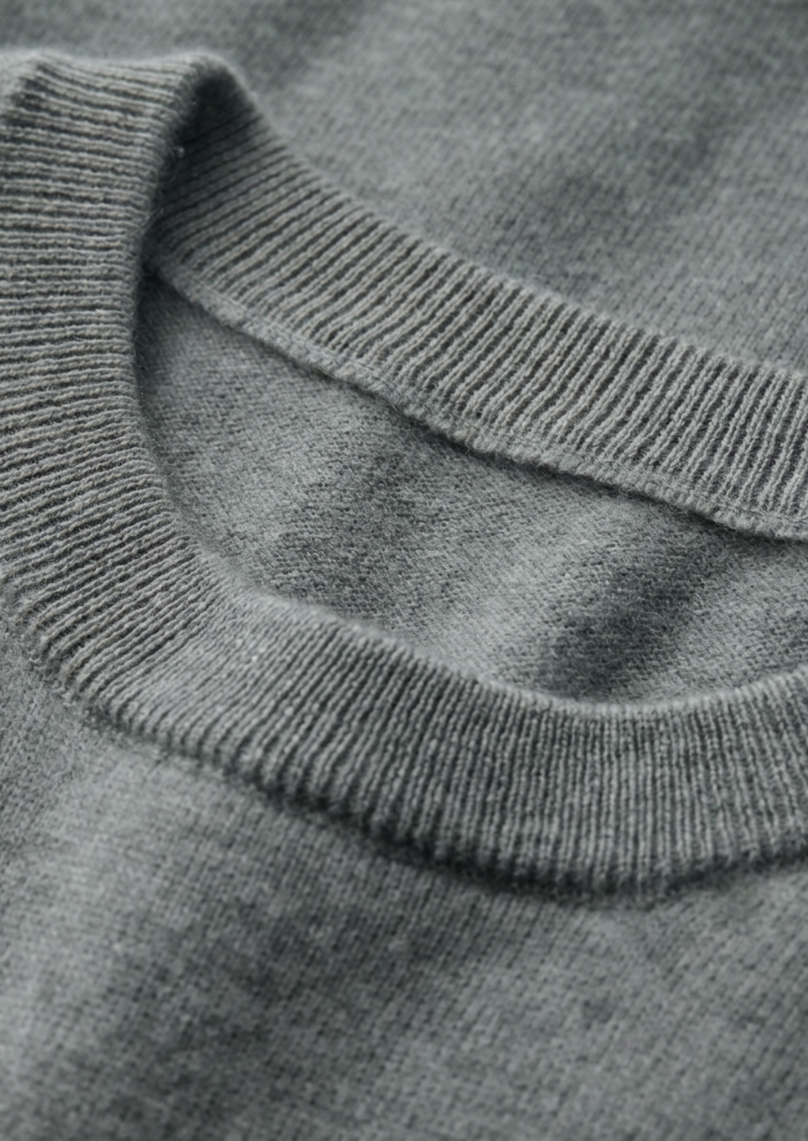 Premium Cashmere Classic Crewneck T-Shirt - Shadow Flint