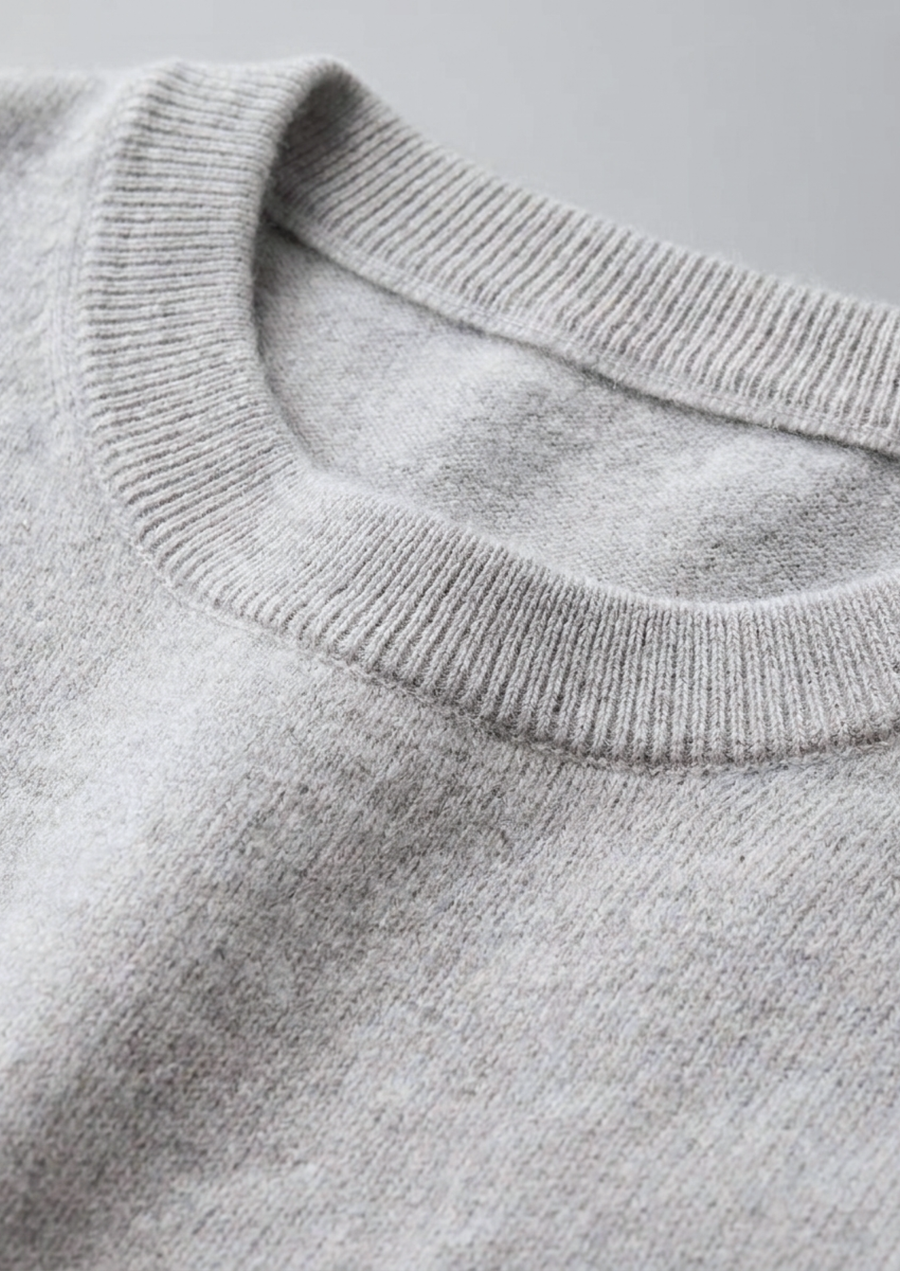 Premium Cashmere Classic Crewneck T-Shirt - Light Gray