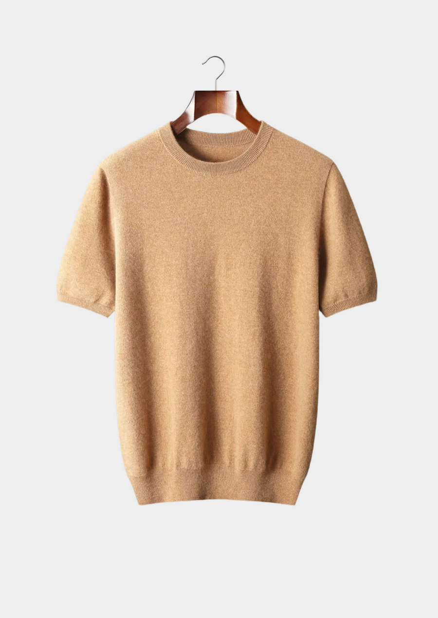 Premium Cashmere Classic Crewneck T-Shirt - Honey Mustard